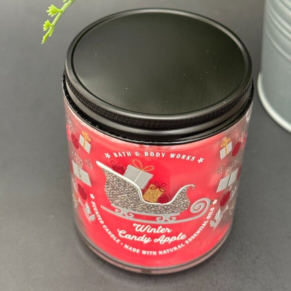BBW Winter Candy Apple Bath & Body Works Mason Jar Single Wick Candle - Picture 4 of 10